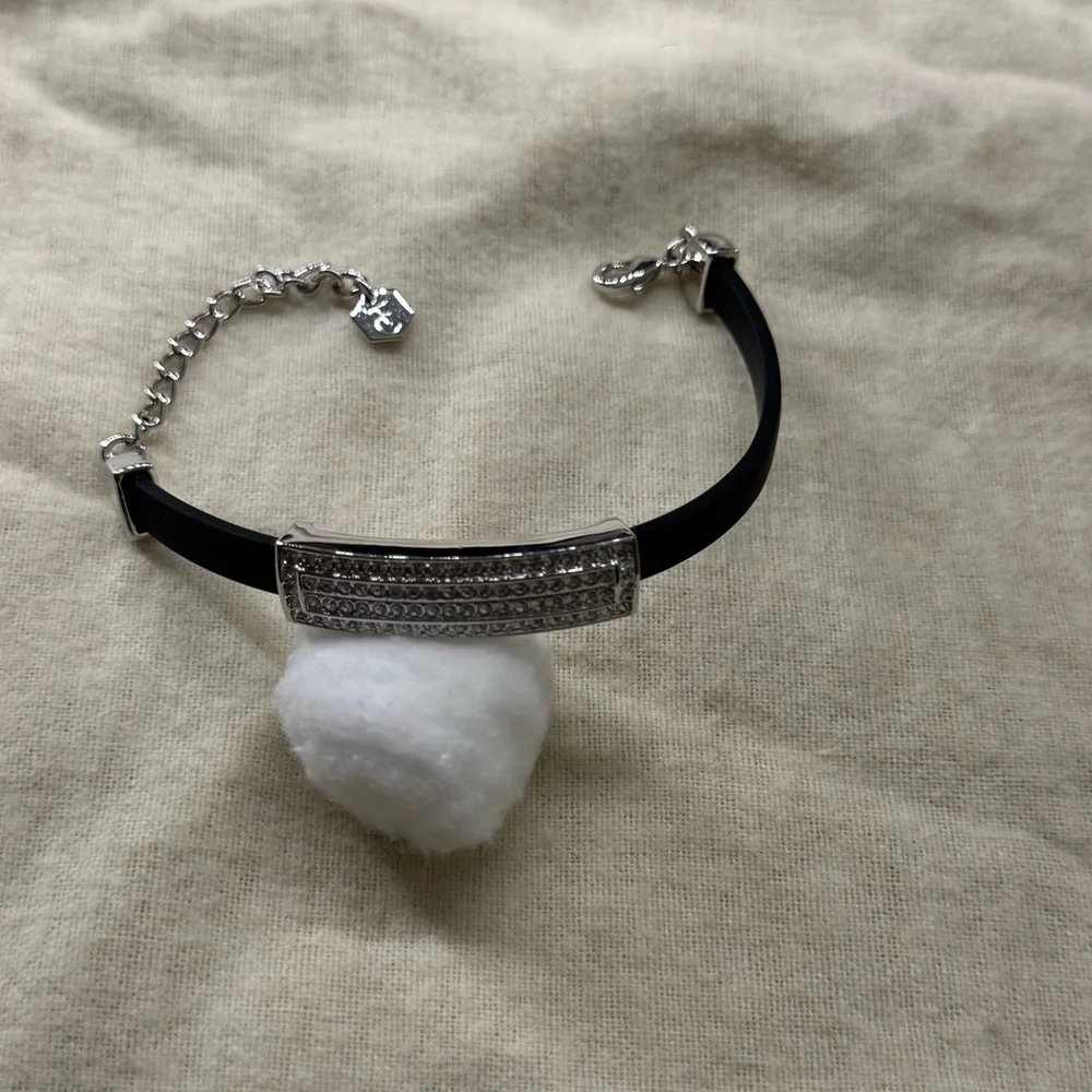 Touchstone crystal rubberized sterling silver bracelet - Picture 5 of 6